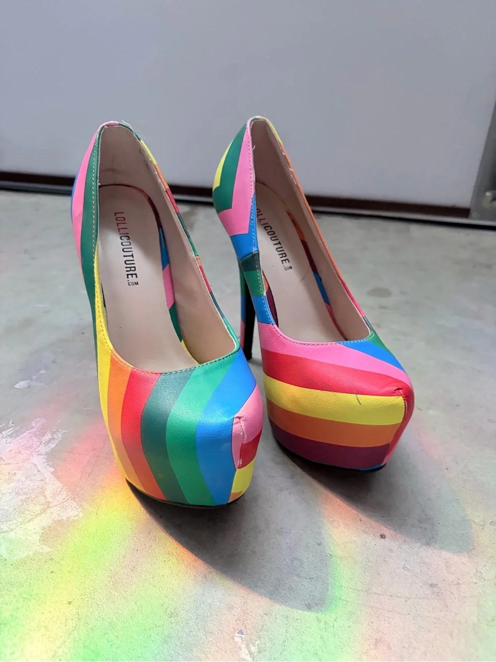 Lolli Couture Rainbow Striped  Heels